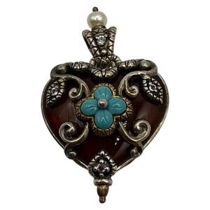 Vintage Barbara Bixby Heart Enhancer Pendant - .925 Silver & 18K Gold